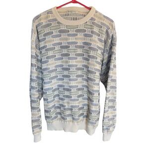 Vtg Sweater 80s 90s Men's Tricots St Raphael Geometric XL Blue Grandpacore